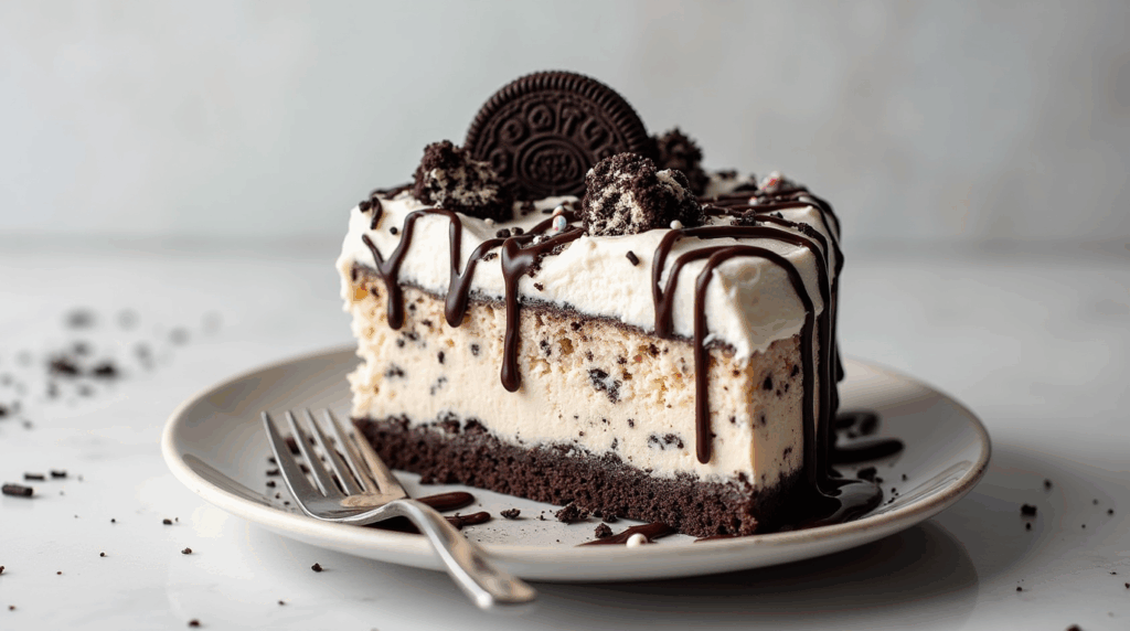 Home Page 1 create a realistic high quality image of a decadent oreo ice cream cake with layers of creamy vanil i5nsjy1zo4weapufx20e 0