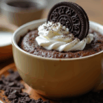 subject a freshly baked oreo mug cake in a ceramic mug style photorealistic food photography with hs9jd34nf9tifd0jq3qe 2