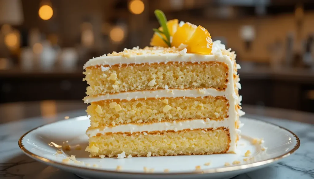 Pineapple coconut dream cake on a summer table