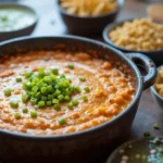Smoked buffalo chicken dip served with chips and celery on a party platter