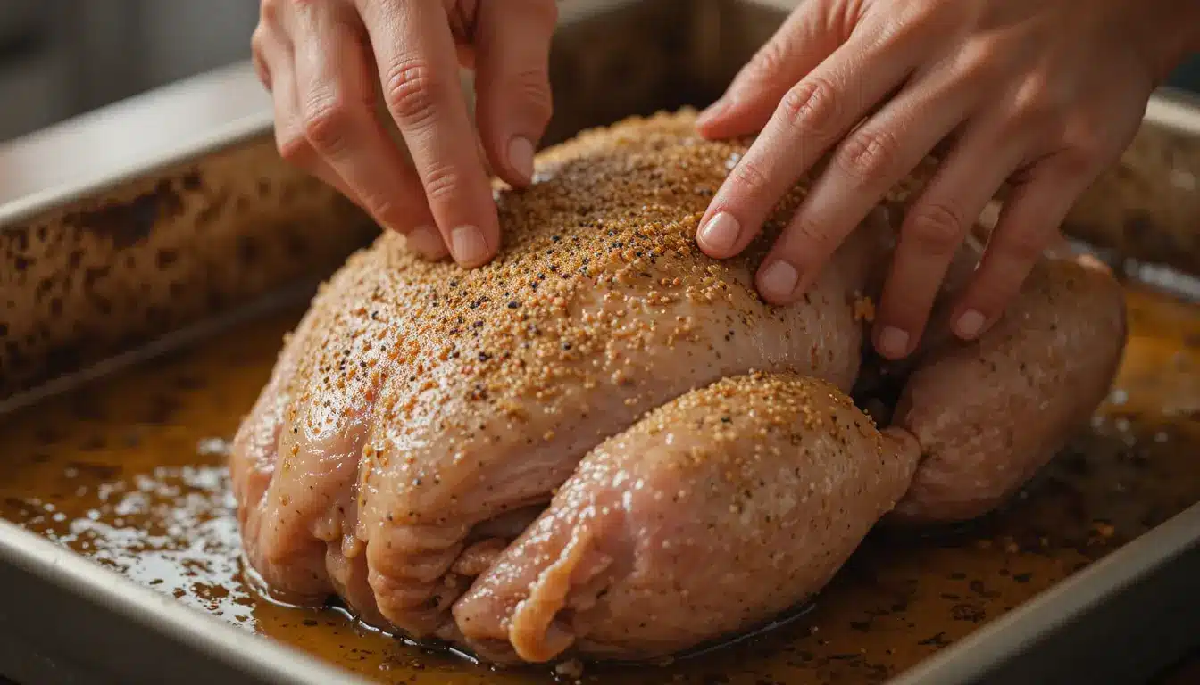 Boneless Turkey Breast Recipe, Best Ever Juicy and Easy 7 Seasoning boneless turkey breast before roasting