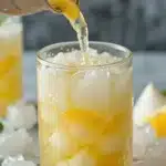 Coconut and pineapple mocktails served outdoors with pineapple slices