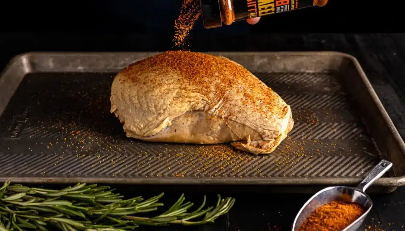 Seasoning smoked turkey breast before cooking