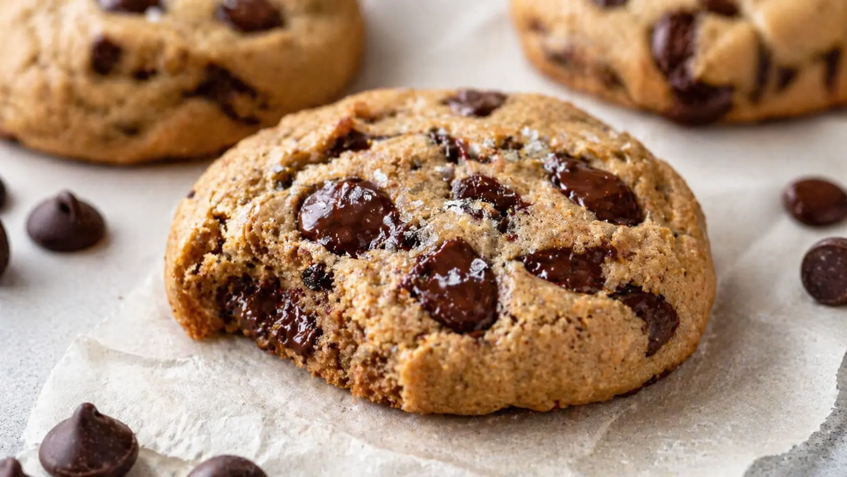 baked banana protein cookies cooling on a baking sheet