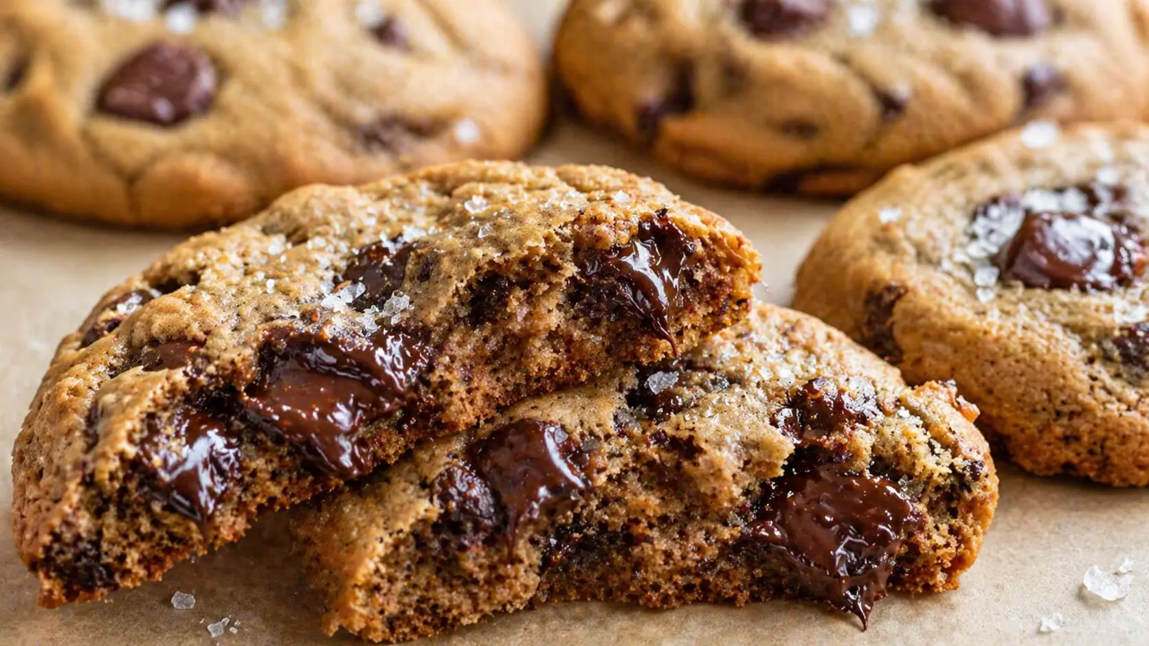 banana protein cookies with chocolate chips on parchment paper