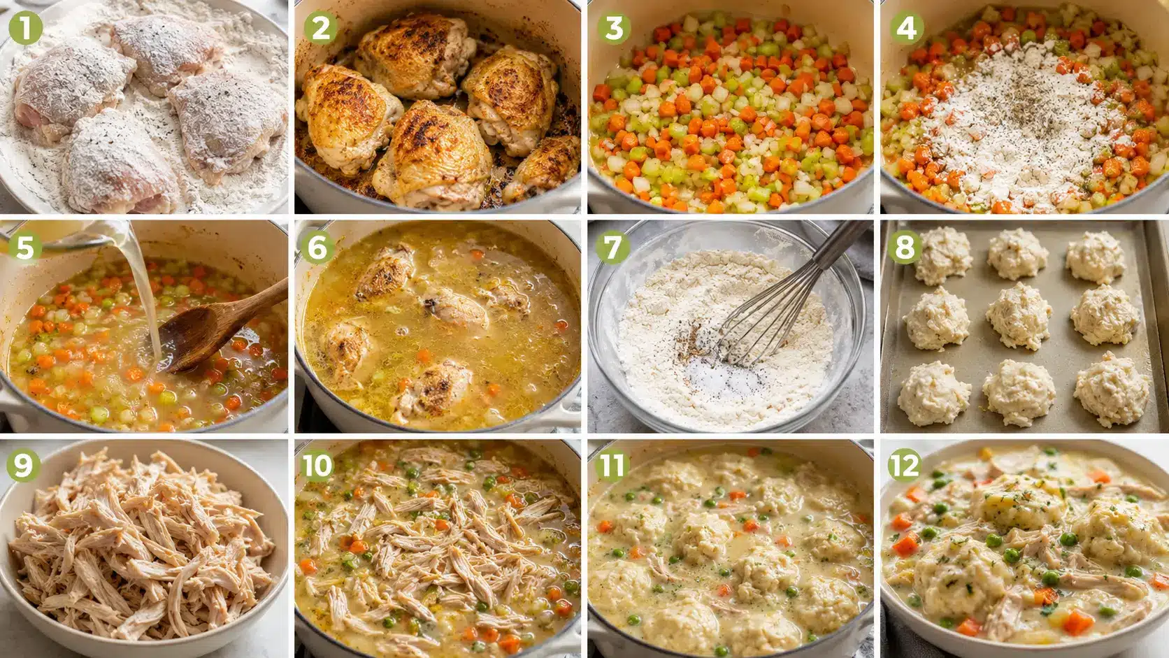 Chicken and Dumplings Recipe: The Ultimate Cozy Comfort Bowl Your Family Will Love 10 chicken searing in a cast iron pot for chicken and dumplings recipe
