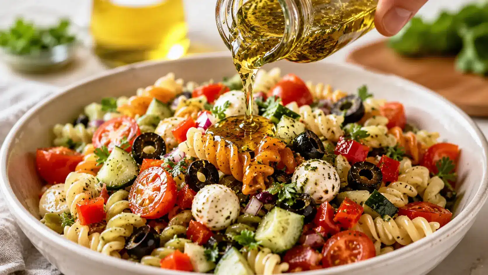 Italian Pasta Salad: Easy Zesty Favorite for Every Summer Table 10 Italian pasta salad tossed with vegetables, mozzarella, herbs, and dressing