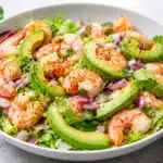 Shrimp Avocado Salad served in lettuce cups