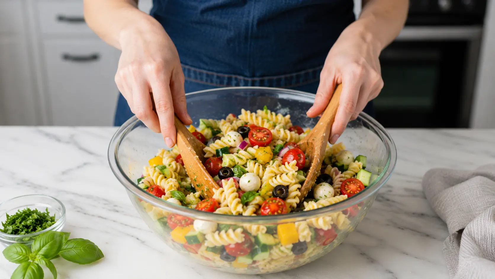 Italian Pasta Salad: Easy Zesty Favorite for Every Summer Table 11 Italian pasta salad served at a summer meal with grilled chicken and vegetables